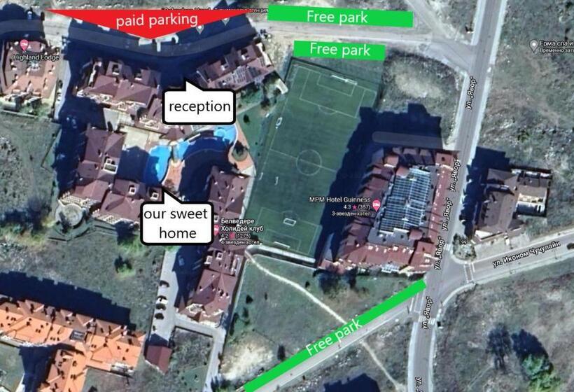 شقة غرفة واحدة مطلة على حمام السباحة, 500м. от лифта сладък дом в белведере спа комплекс