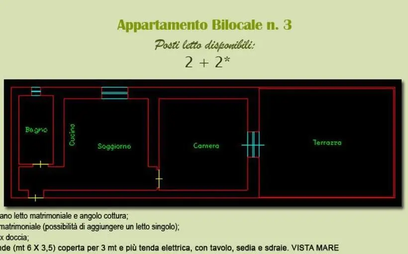 テラス付き１ベッドルームアパートメント, La Casa Di Carla