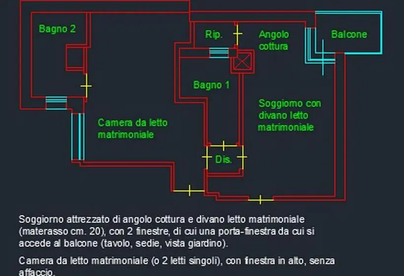 庭の見える１ベッドルームアパートメント, La Casa Di Carla