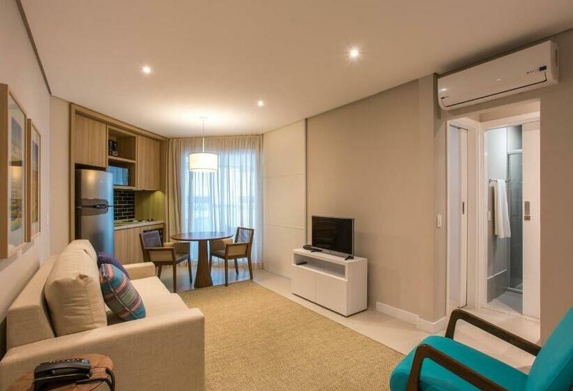 带1个卧室的带海景的公寓, Estanconfor Vista Mar Em Santos