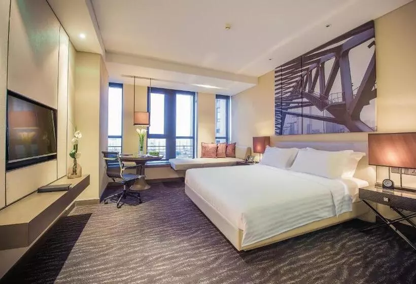 キングサイズベッド、シティビューデラックスルーム, Pan Pacific Tianjin