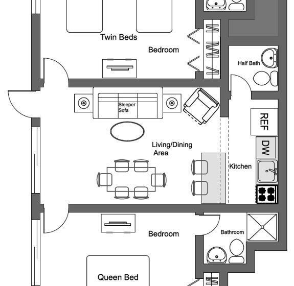 海の見える2ベッドルームアパートメント, Enchanted Isle Hollywood Beach Resort
