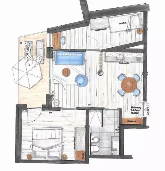 ２ベッドルームアパートメント, Residence Sägemühle