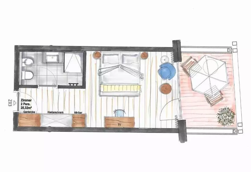 テラス付きスタンダードルーム, Residence Sägemühle