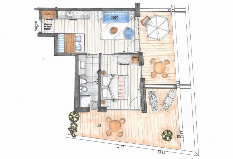 דירת חדר עם טרסה, Residence Sägemühle