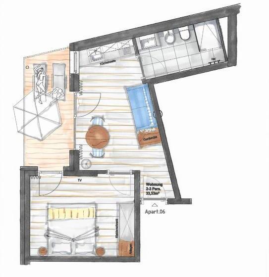 带1个卧室带观景的公寓, Residence Sägemühle