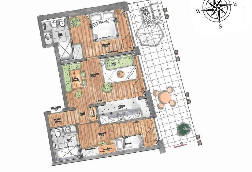 带1个卧室的带阳台的公寓, Residence Sägemühle