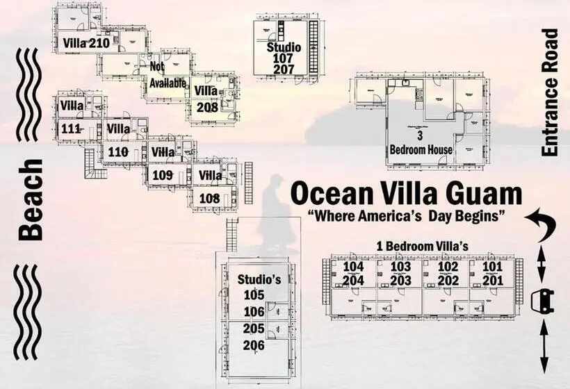ویلای 1 خوابه با چشم‌انداز دریا, Ocean Villa Guam