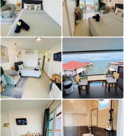 اتاق استاندارد با بالکن و چشم‌انداز دریا, บ้านพักการ์ฟิลด์ ซีวิว เกาะล้าน