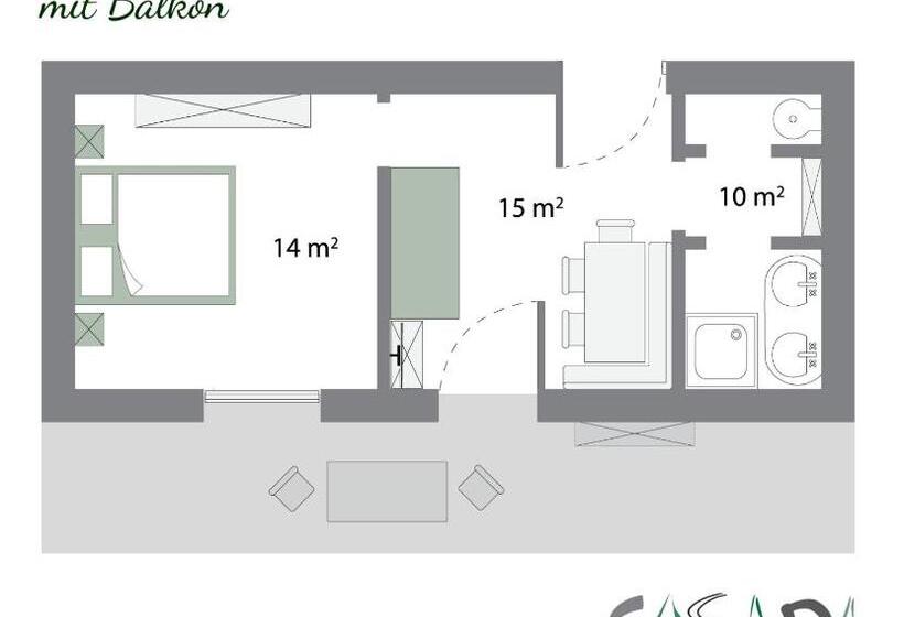 バルコニー付き1ベッドルームアパートメント, Casada Inklusive Sommer Card