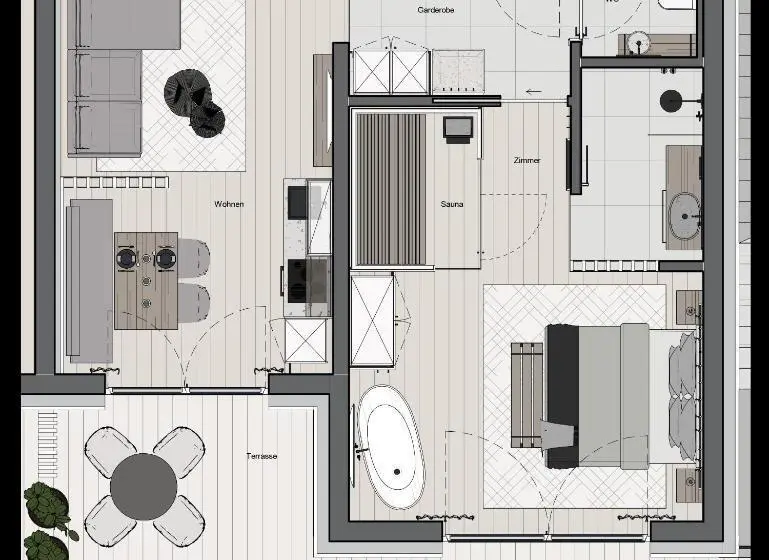 آپارتمان 1 خوابه همکف, Jaggling Appartements