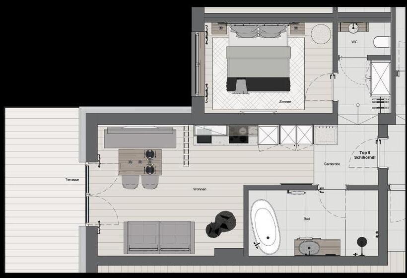 침실 1개 아파트, Jaggling Appartements