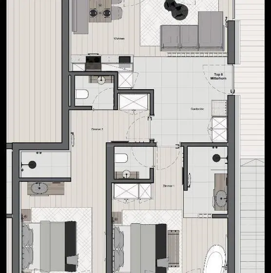 آپارتمان 2 خوابه, Jaggling Appartements