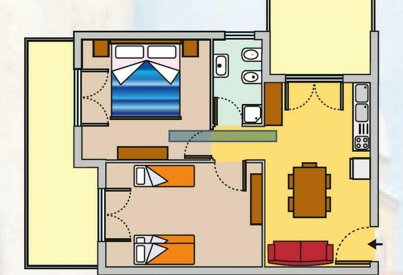 침실 2개 아파트, Residence Nova Marina