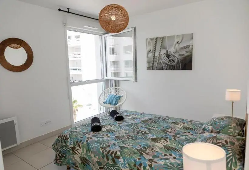 Huoneisto 1 Makuuhuone Puutarhanäkymä, My Hôtel Résidences   Port Leucate