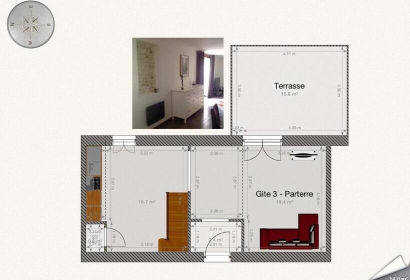 Апартаменты 2 Спальни, B&b Au Moulin 1771