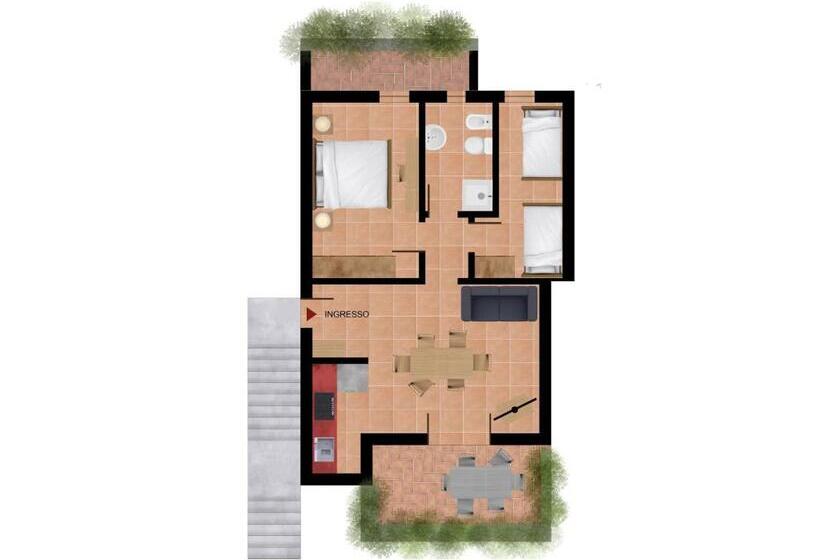 带泳池景观带阳台及1个卧室的公寓, Residenza Corte Casara