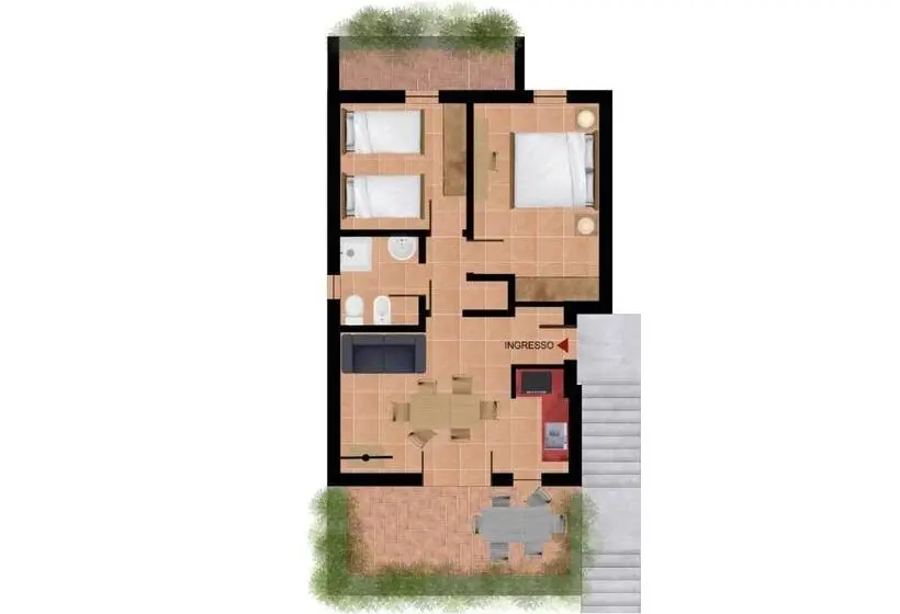 プールビューのバルコニー付１ベッドルームアパート, Residenza Corte Casara