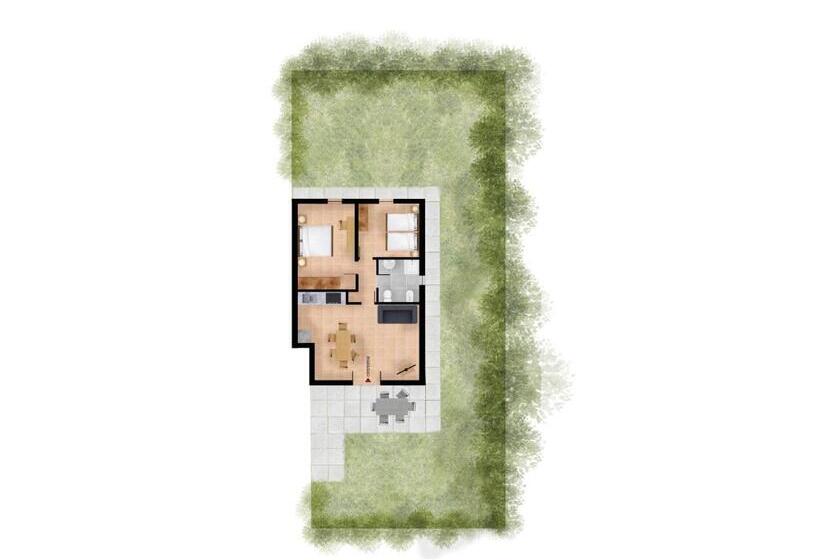 带1个卧室带花园景观的公寓, Residenza Corte Casara