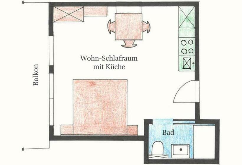 バルコニー付きスタンダードステューディオ, Appartment Ransburggut