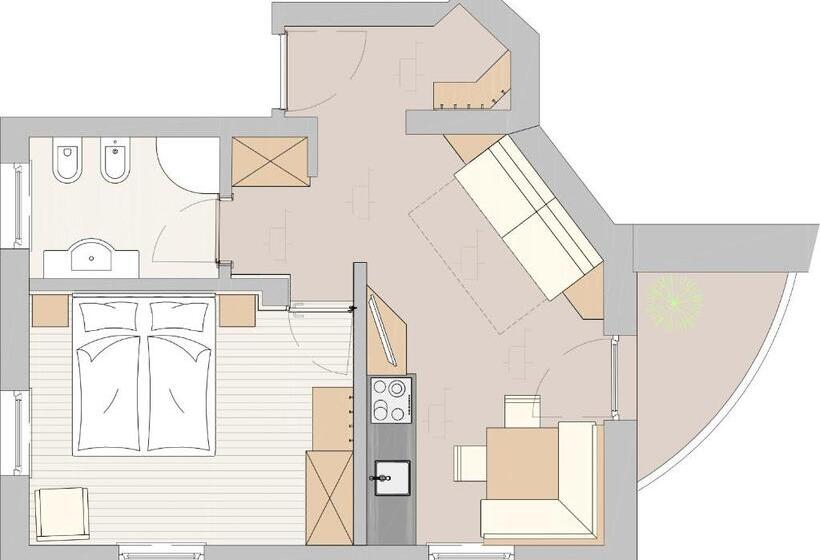 バルコニー付き1ベッドルームアパートメント, Alpin Sport