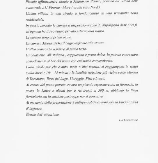 スタンダードルーム, La Villetta D' Angolo