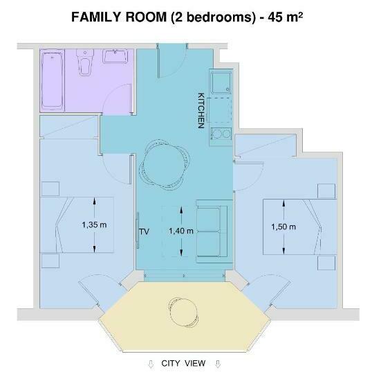 ２ベッドルームアパートメント, Aparthotel Miami Park