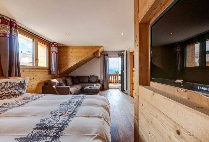 غرفة قياسية مزوَّدة بشُرفة, Alpe Fleurie Hôtel & Restaurant