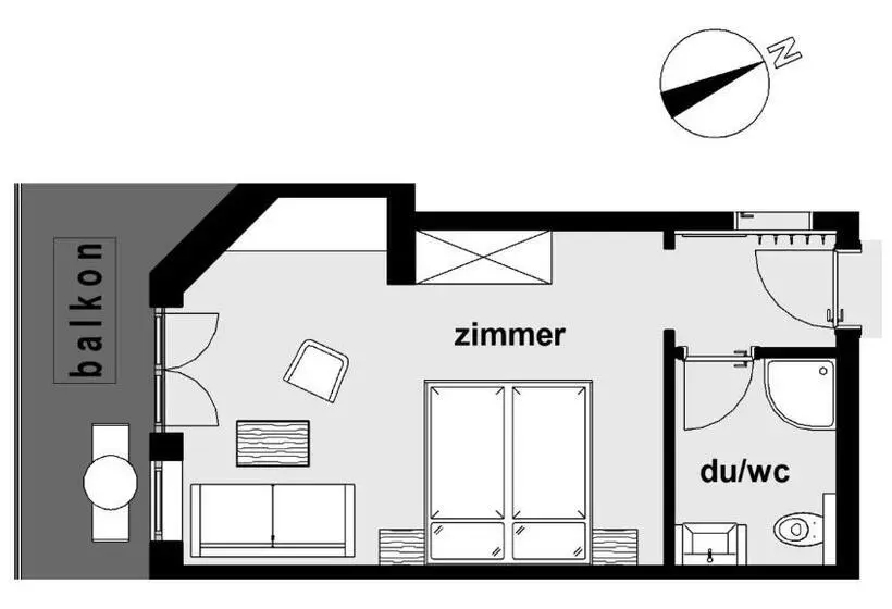 バルコニー付きスタンダードルーム, Alpina&more Apartments I Zimmer
