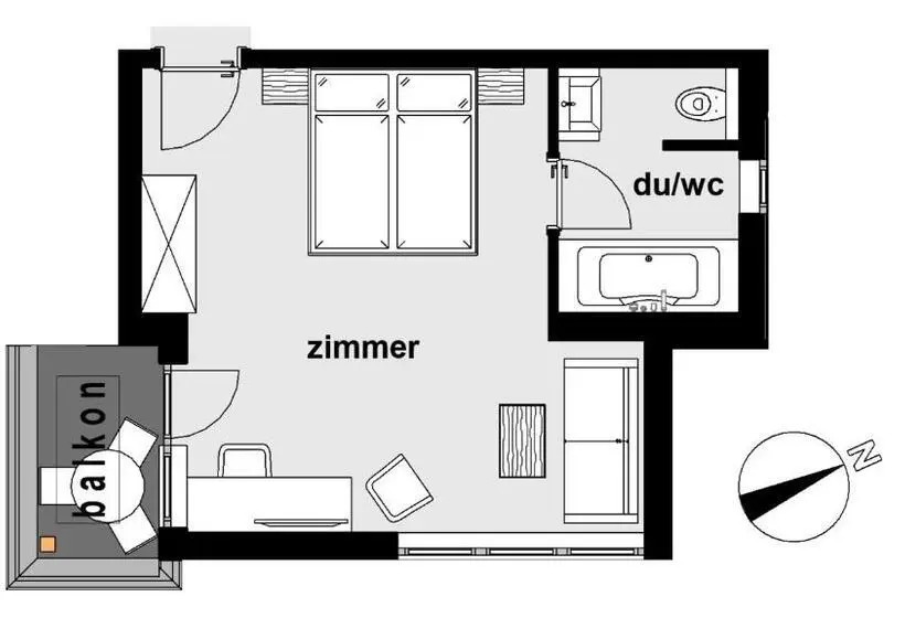 バルコニー付きスタンダードルーム, Alpina&more Apartments I Zimmer