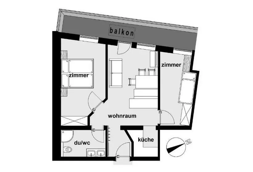 庭の見える１ベッドルームアパートメント, Alpina&more Apartments I Zimmer