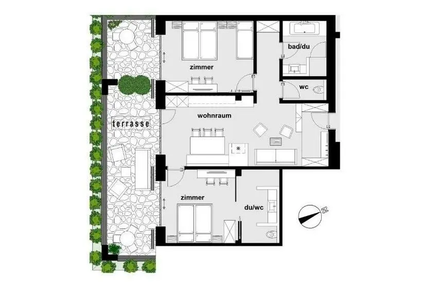 テラス付き１ベッドルームアパートメント, Alpina&more Apartments I Zimmer