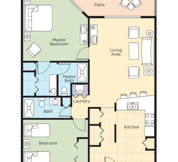 فيلا غرفتين نوم, Club Wyndham Orlando International