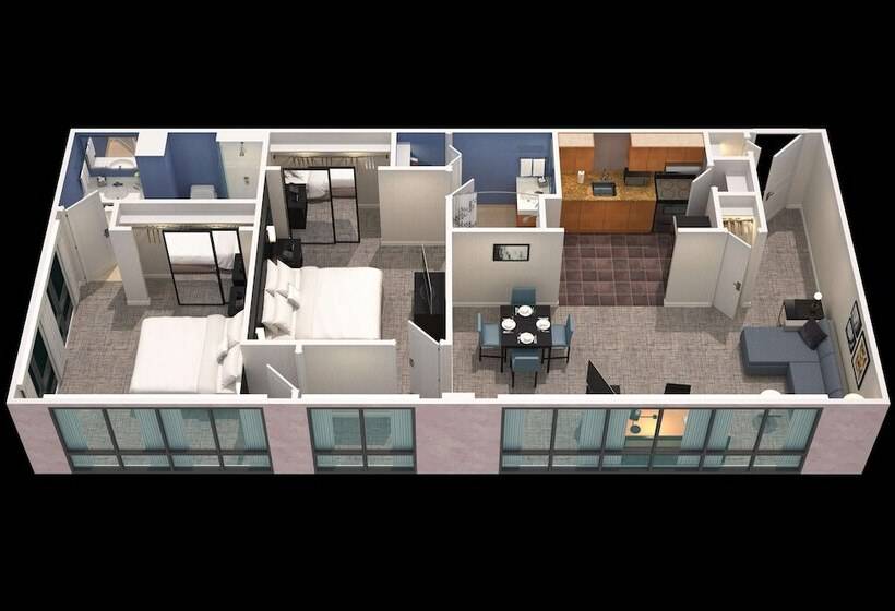 침실 2개 스위트, Sonesta Es Suites New Orleans Convention Center