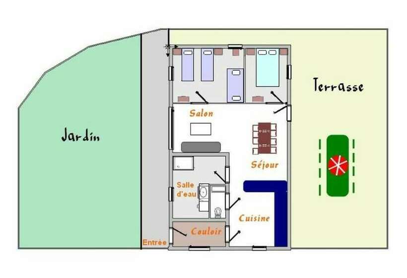 Дом 2 Спальни, Camping Le Verdoyant   Gites