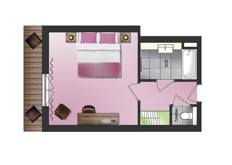 غرفة قياسية مزوَّدة بشُرفة, Hôtel Les Grillons