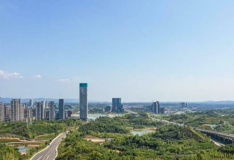 キングサイズベッド、シティビューデラックスルーム, Courtyard By Marriott Chengdu South