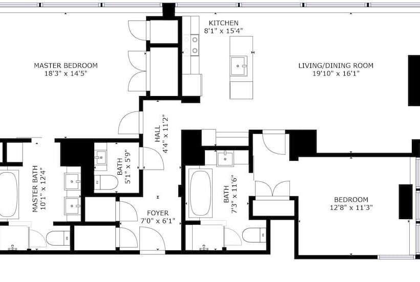 침실 2개 스위트, Secret Suites At Vdara