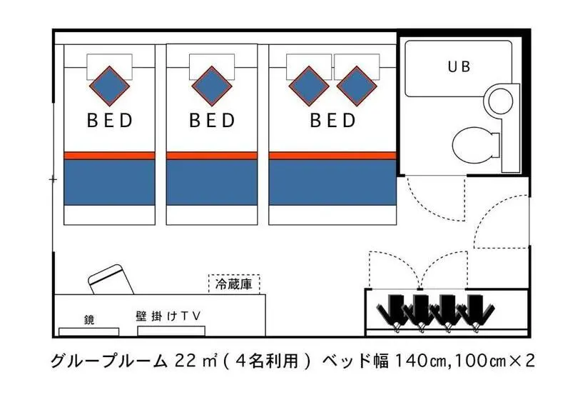 スタンダード4人部屋, Areaone Tokai