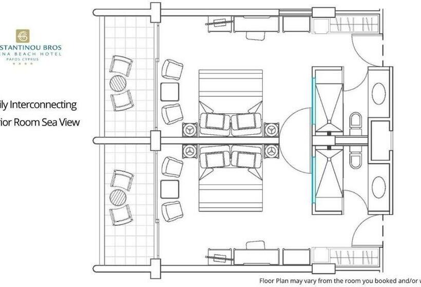 オーシャンビュースタンダードコネクティングルーム, Constantinou Bros Athena Beach Hotel