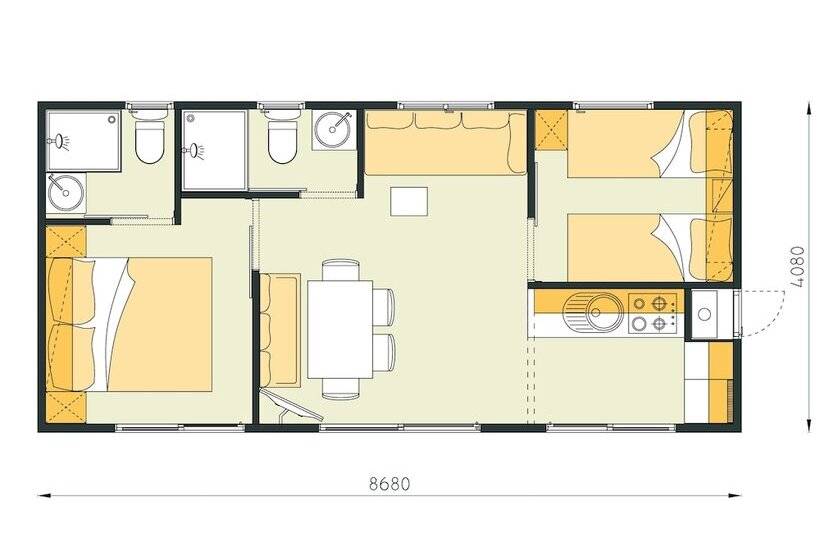 2间卧室的房子, Mediteran Kamp Mobile Homes In Camping Lanterna
