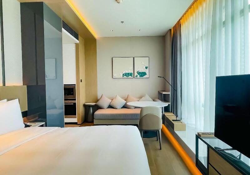 キングサイドベッドのスタンダードワンルーム, The Meixi Lake, Changsha Marriott Executive Apartments