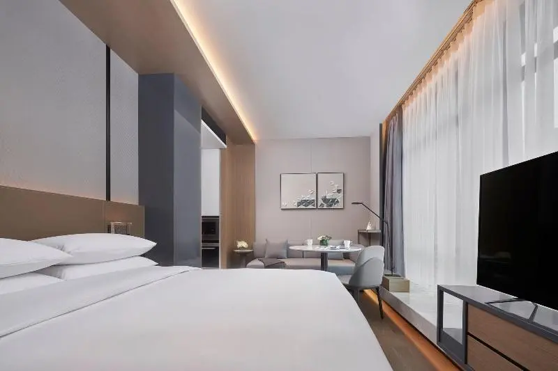 キングサイドベッドのスタンダードワンルーム, The Meixi Lake, Changsha Marriott Executive Apartments