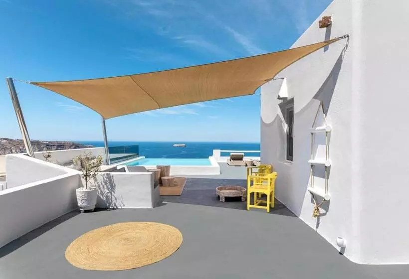 Huvila, 1 makuuhuone ja uima-allas, Grand View   Megalochori Santorini