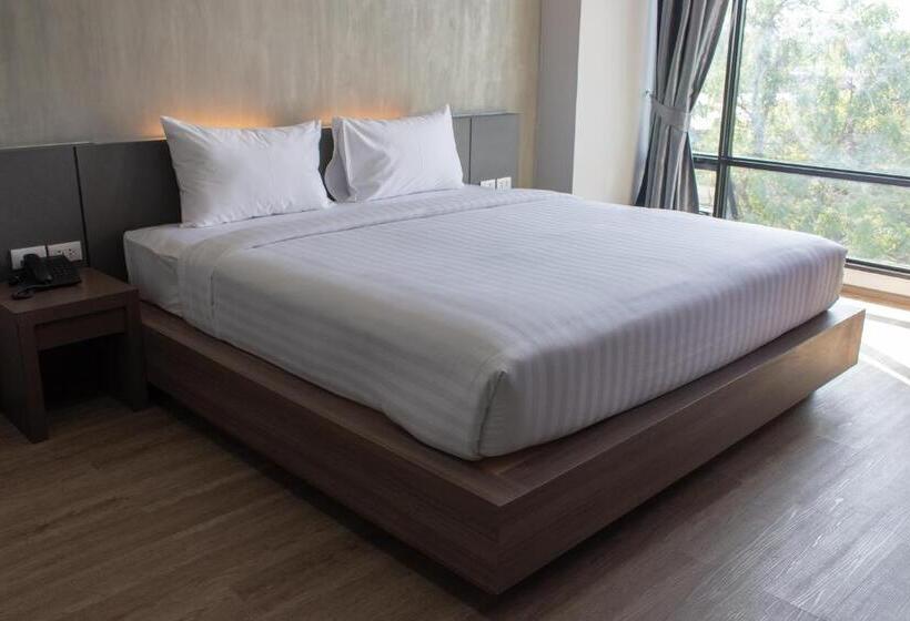 디럭스 룸 킹사이즈 침대, โรงแรมดับเบิ้ลดี ปากเกร็ด Double D