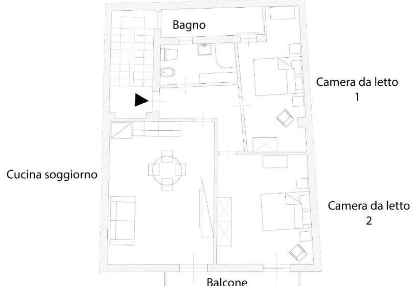 آپارتمان 1 خوابه با بالکن, Quattroquarti Stradivari Home