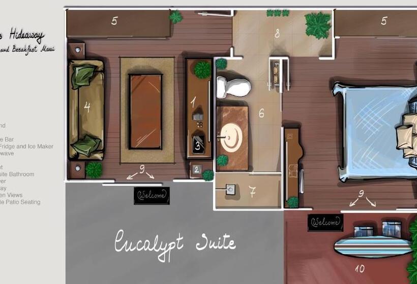 디럭스 스위트 킹 침대, Noahs Hideaway Luxury B&b
