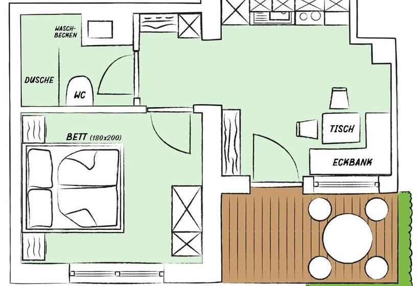 דירת חדר בקומת קרקע, Pension Georgenhof