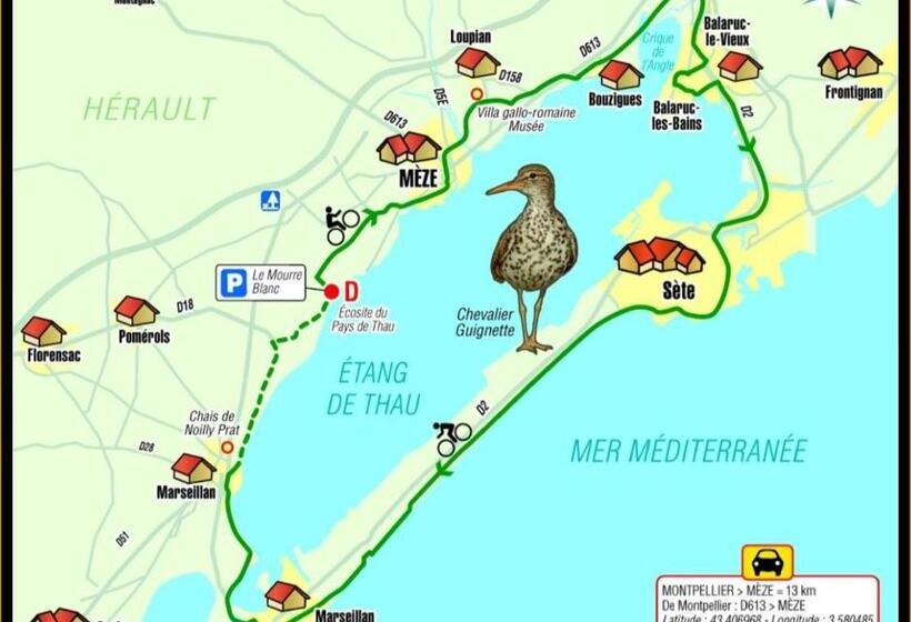 غرفة قياسية مطلّة علي البحيرة, Chambre à Bouzigues Dans Villa Individuelle