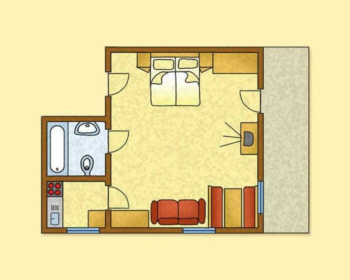 Апартаменты 1 Спальня с Балконом, Residence Bannwald